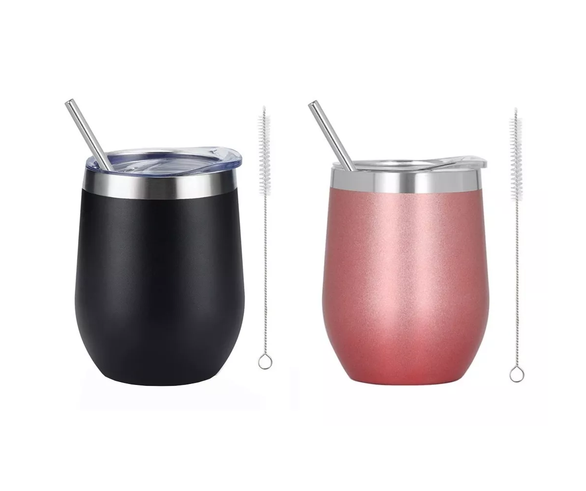 Vaso Termico Vino/café Acero Inoxidable 12oz Calor/frío 2 Pz, Negro/rosa