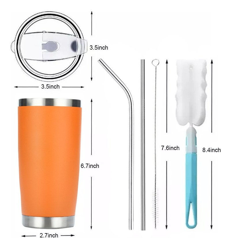 Foto 4 pulgar | Vaso Térmico Portátil Wünd Naranja de Acero Inoxidable 20 Oz 6 Piezas