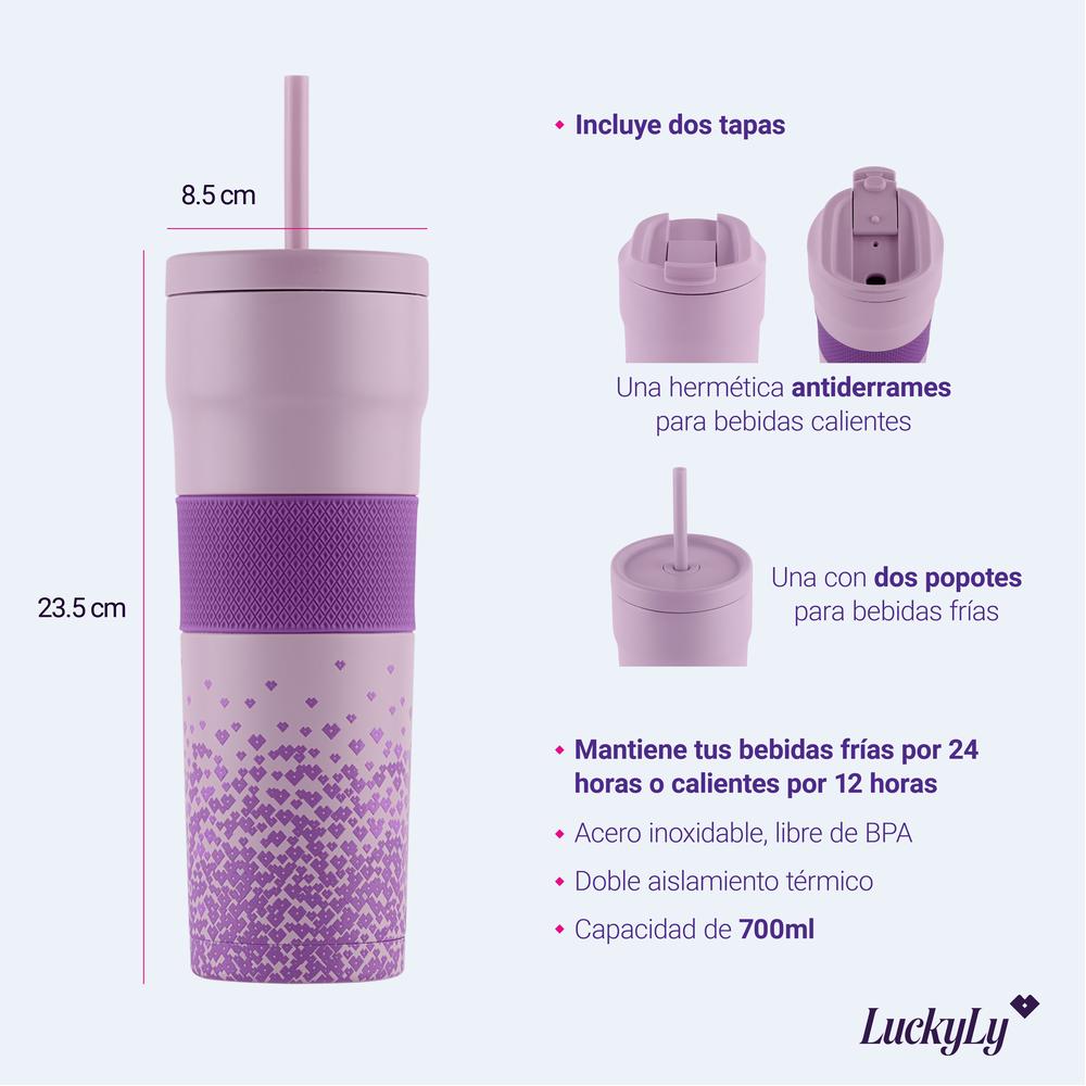 Foto 7 | Termo Luckyly Púrpura de Acero Inoxidable 700 Ml