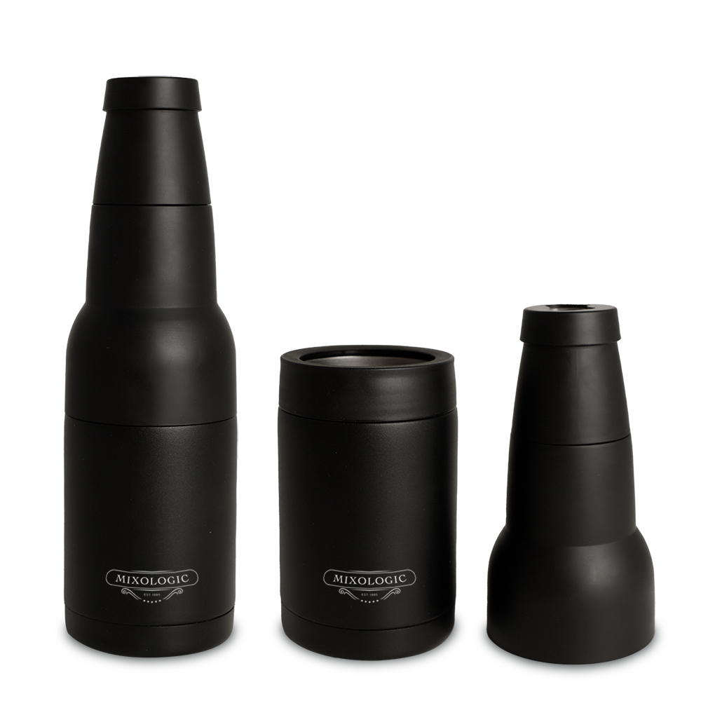 Enfriador de Cerveza Botellas Latas Doble Pared Térmica 2 Piezas Negro