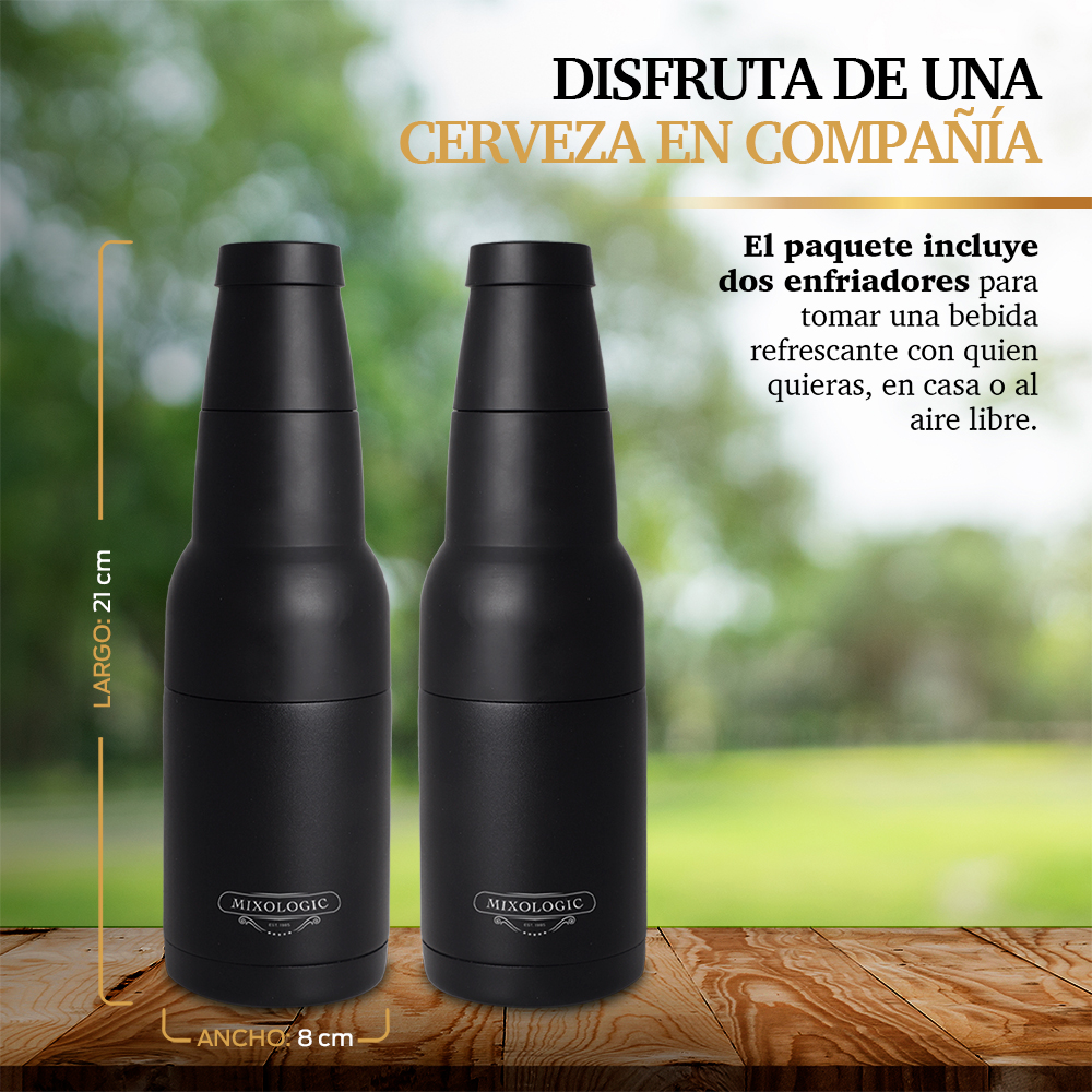 Foto 5 | Enfriador de Cerveza Botellas Latas Doble Pared Térmica 2 Piezas Negro
