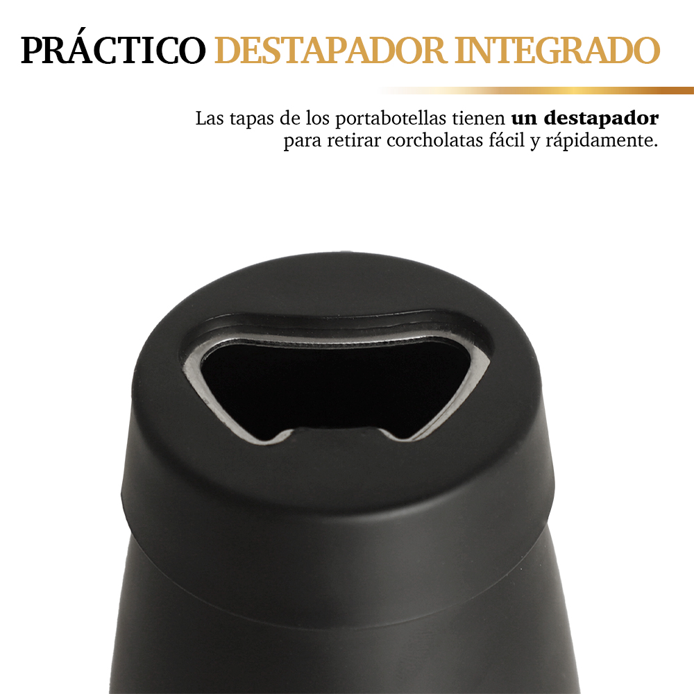 Foto 7 pulgar | Enfriador de Cerveza Botellas Latas Doble Pared Térmica 2 Piezas Negro