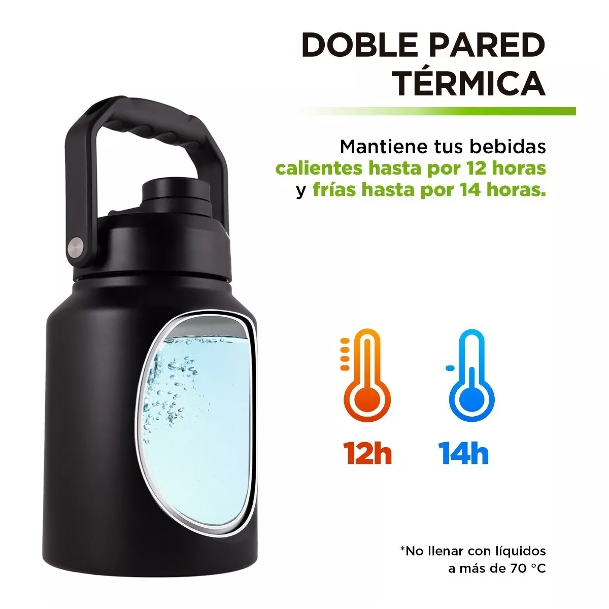 Foto 3 pulgar | Termo Acero Inoxidable Doble Pared Extra Grande 3.78 Litros Eo Safe Imports Esi-11856 Negro