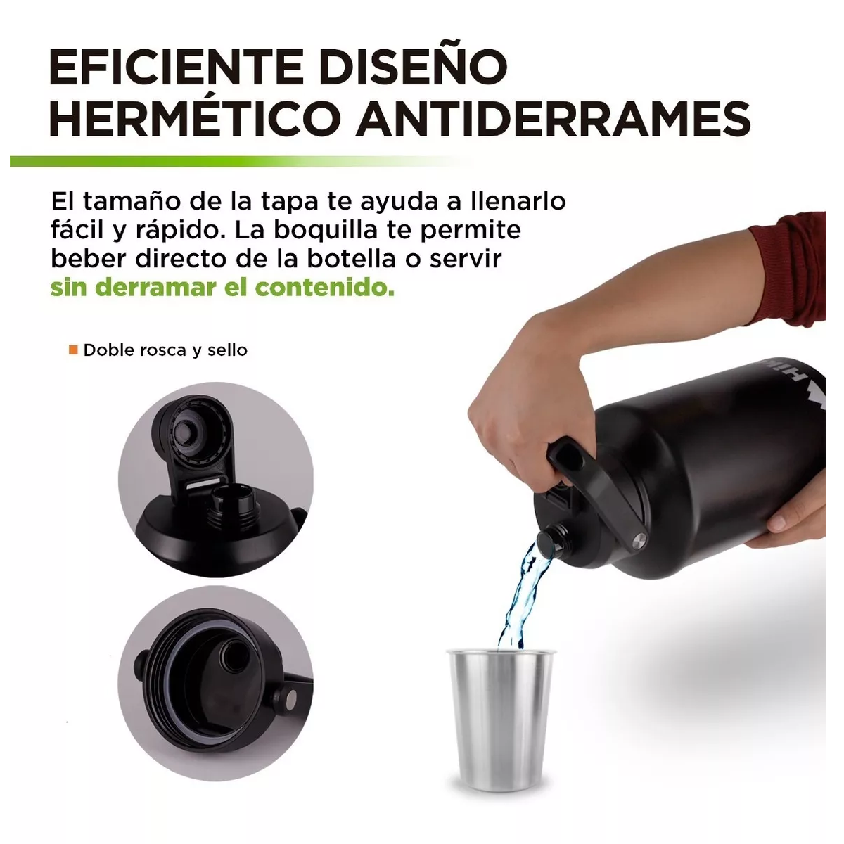 Foto 4 pulgar | Termo Acero Inoxidable Doble Pared Extra Grande 3.78 Litros Eo Safe Imports Esi-11856 Negro