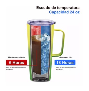 Foto 3 | Termo De Acero Inoxidable Portátil Para Café Y Té 720 Ml 24oz, Verde/amarillo
