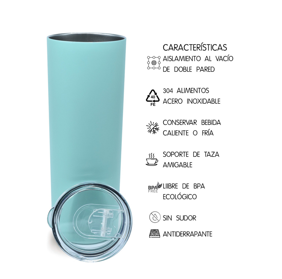 Foto 4 pulgar | Vaso Térmico Acero Inoxidable 600ml Azul Claro