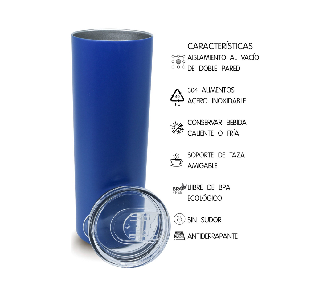 Foto 4 pulgar | Vaso Termico 600ml Acero Inoxidable Azul Oscuro