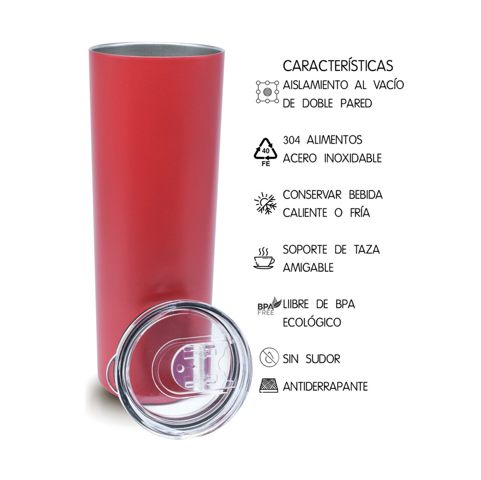 Foto 4 pulgar | Vaso Termico 600ml Acero Inoxidable Rojo