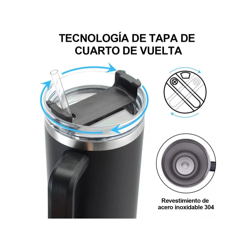 Foto 3 pulgar | Vaso Térmico Portátil De Acero Inoxidable 40oz Negro