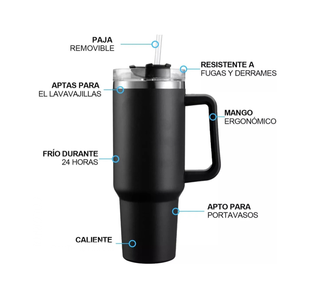 Foto 4 pulgar | Vaso Térmico Portátil De Acero Inoxidable 40oz Negro