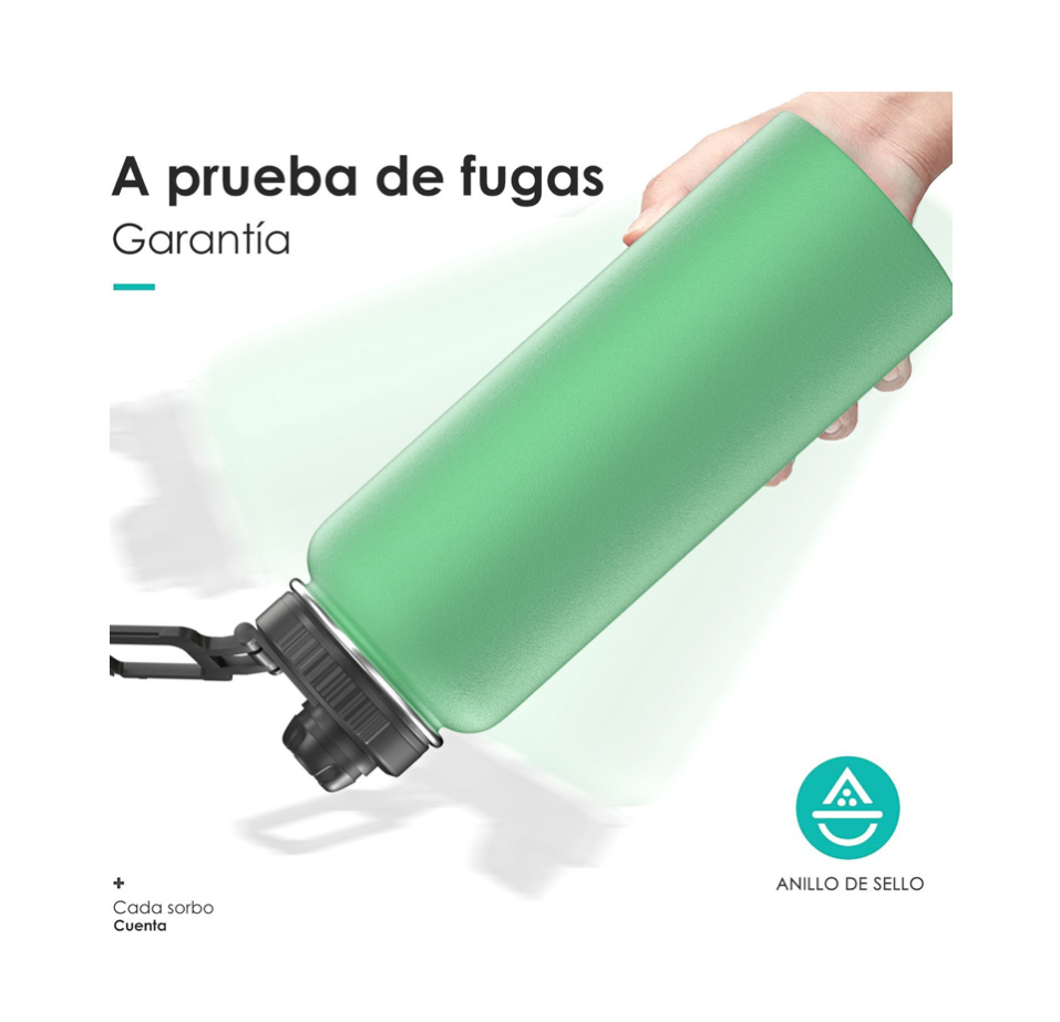 Foto 3 pulgar | Botella De Agua Fría/caliente De Acero Inoxidable De 1.2 L Verde