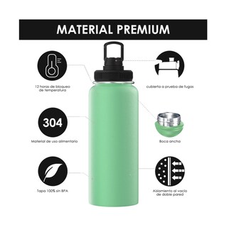 Foto 3 | Botella De Agua Fría/caliente De Acero Inoxidable De 1.2 L Verde