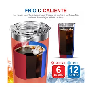 Foto 3 | Vaso Térmico de Acero Inoxidable con Popote y Cepillo Eo Safe Imports ESI-12689 Naranja 20 Oz