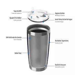 Foto 2 | Vaso Térmico Acero Inoxidable con Popote y Cepillo Eo Safe Imports ESI-12690 Azul 20 Oz