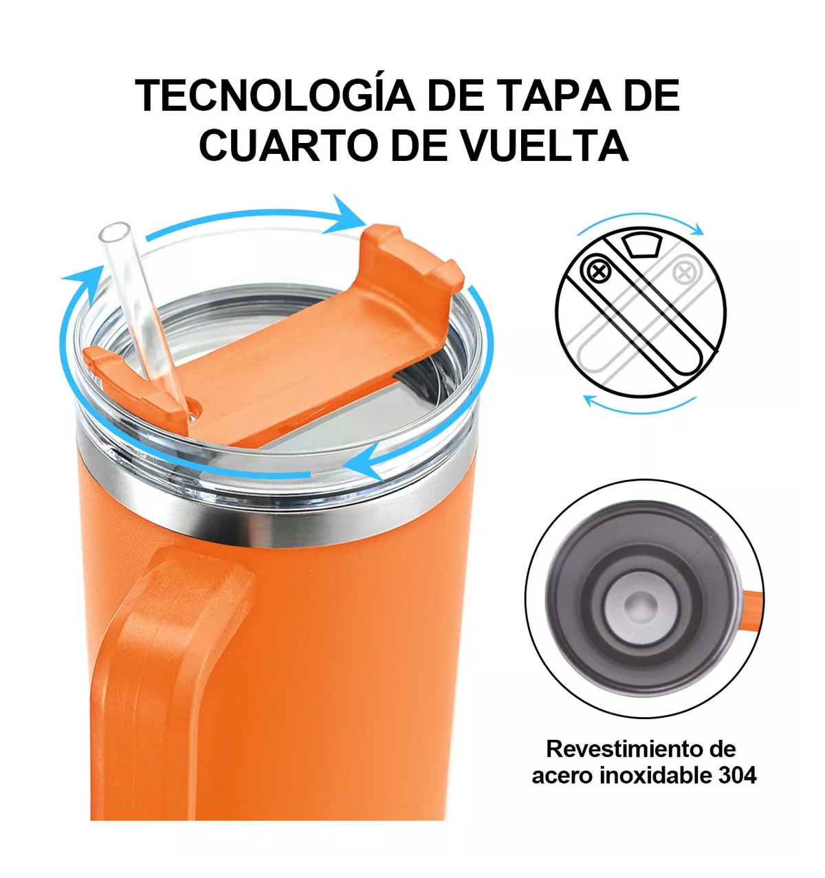 Foto 4 pulgar | Termo Belug Naranja de Acero Inoxidable 40 Oz