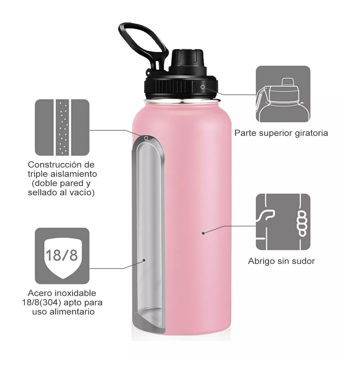 Foto 4 | Termo Belug Rosa de Acero Inoxidable 1 L