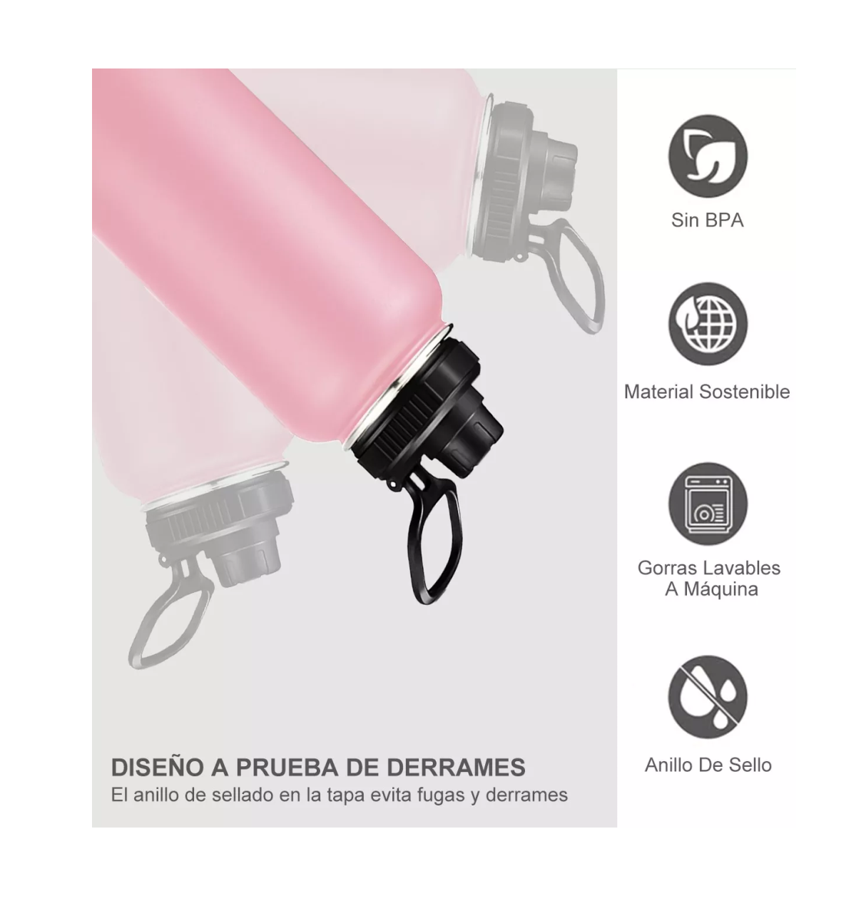 Foto 4 pulgar | Termos Taza Acero Inoxidable 1 Litro Botella Fría/caliente Rosa