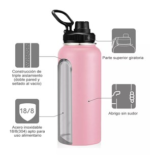 Foto 4 | Termos Taza Acero Inoxidable 1 Litro Botella Fría/caliente Rosa