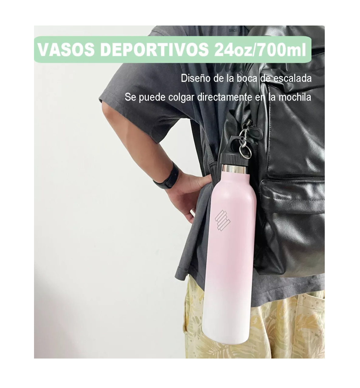 Foto 5 pulgar | Vasos Térmico Acero Inoxidable Taza Termo Botellas Para Agua 700 Ml Rosa