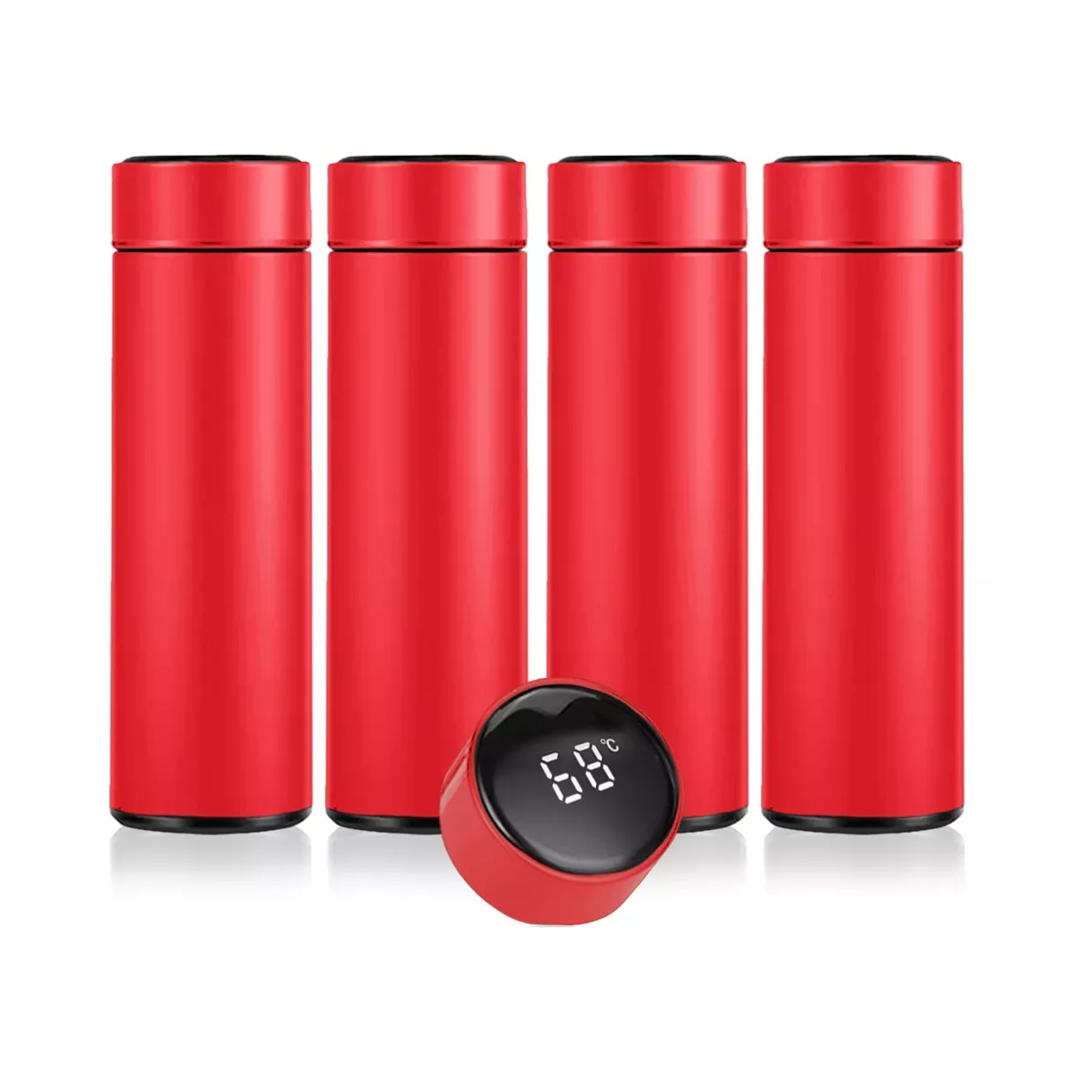 Termo Digital Inteligente de Acero Inoxidable 500 ml 4 Pack Eo Safe Imports Esi-12985 Rojo