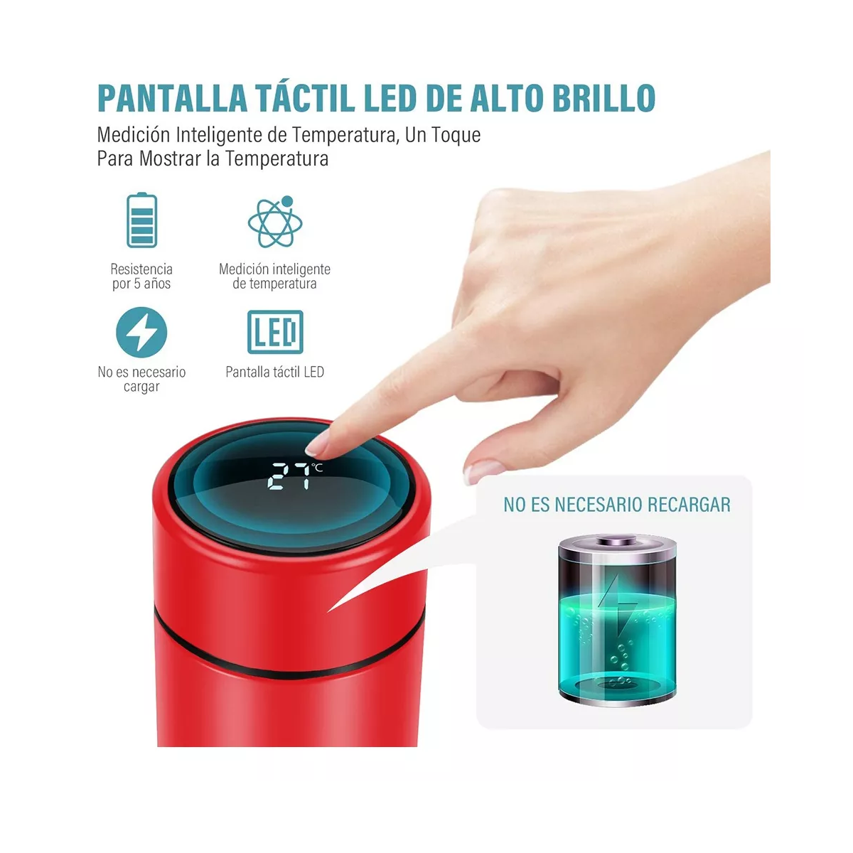 Foto 4 pulgar | Termo Digital Inteligente de Acero Inoxidable 500 ml 4 Pack Eo Safe Imports Esi-12985 Rojo