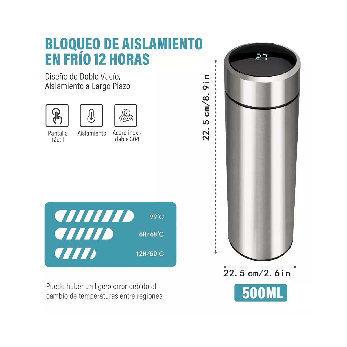 Foto 3 pulgar | Termo Digital Inteligente de Acero Inoxidable 500ml 4 Pack Eo Safe Imports Esi-12984 Plata