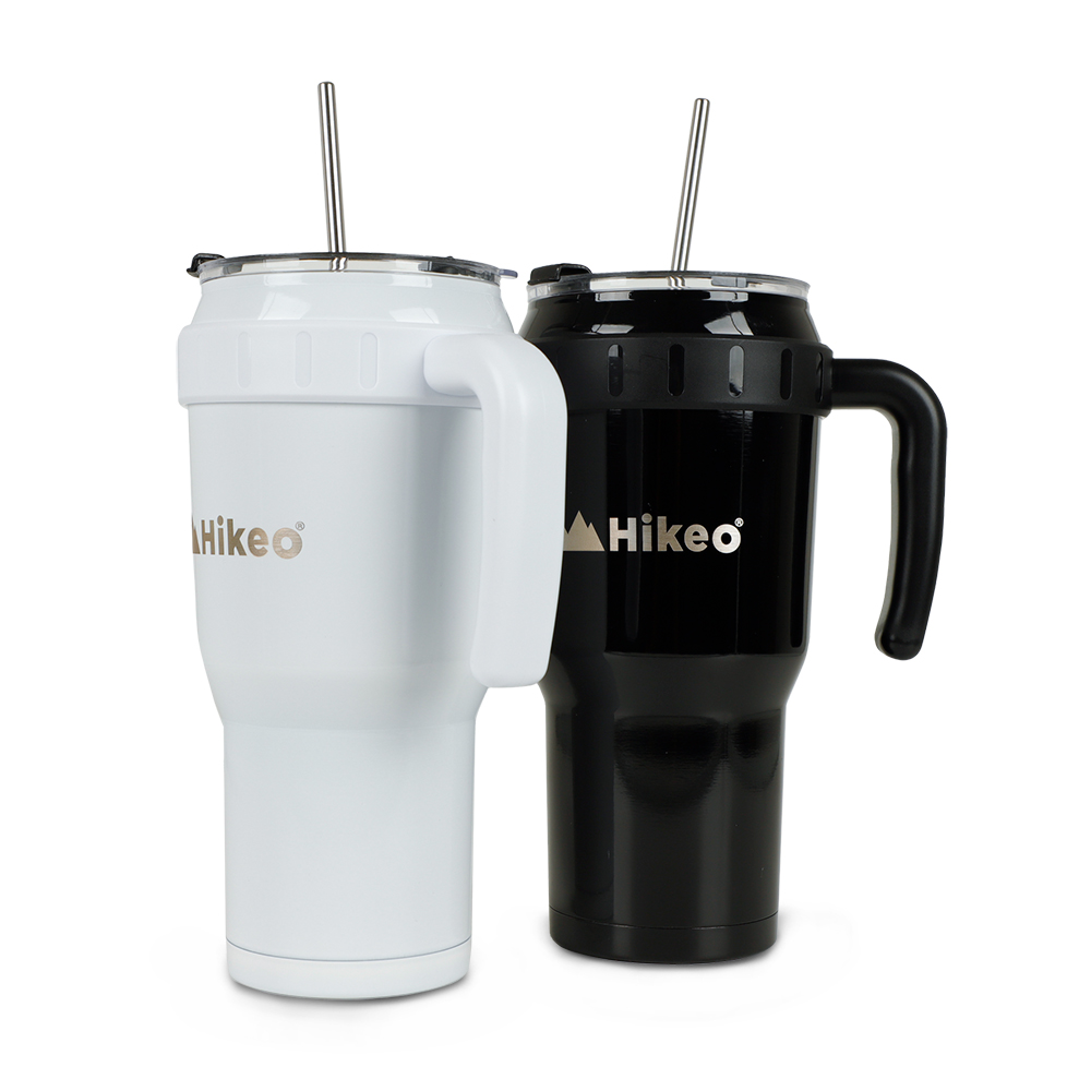 Termo Hikeo de Acero Inoxidable Doble Pared Vaso Térmico 2 Piezas 1.2 l Blanco y Negro
