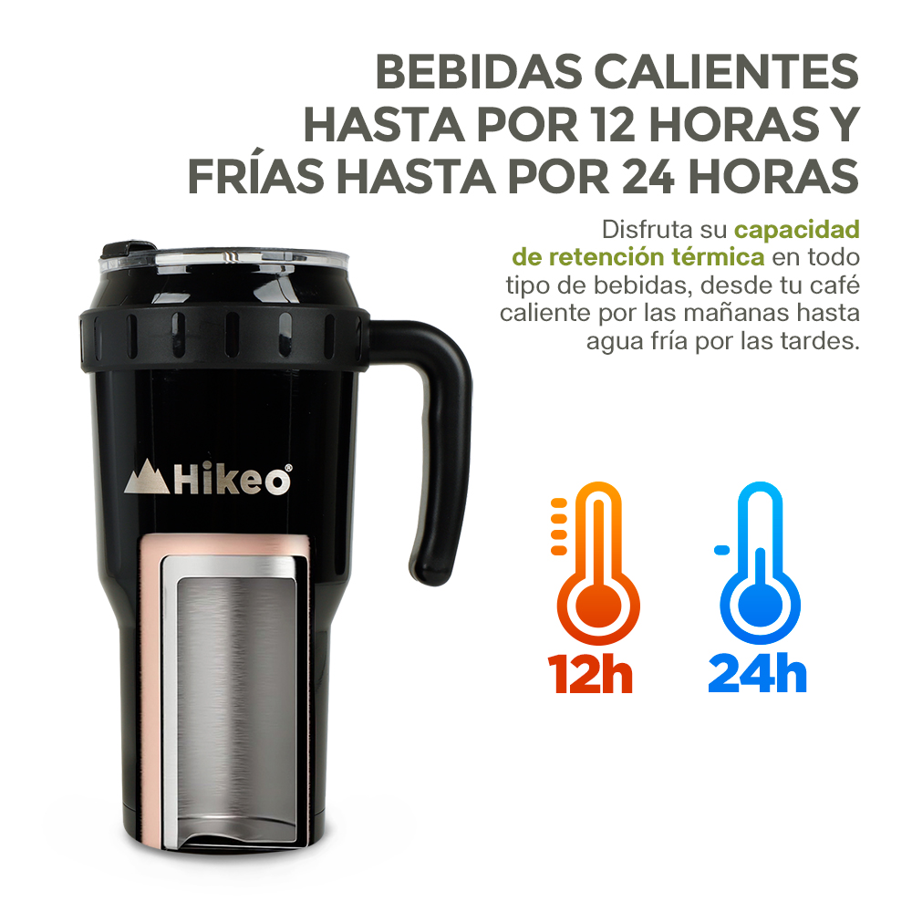 Foto 4 pulgar | Termo Hikeo de Acero Inoxidable Doble Pared Vaso Térmico 2 Piezas 1.2 l Blanco y Negro