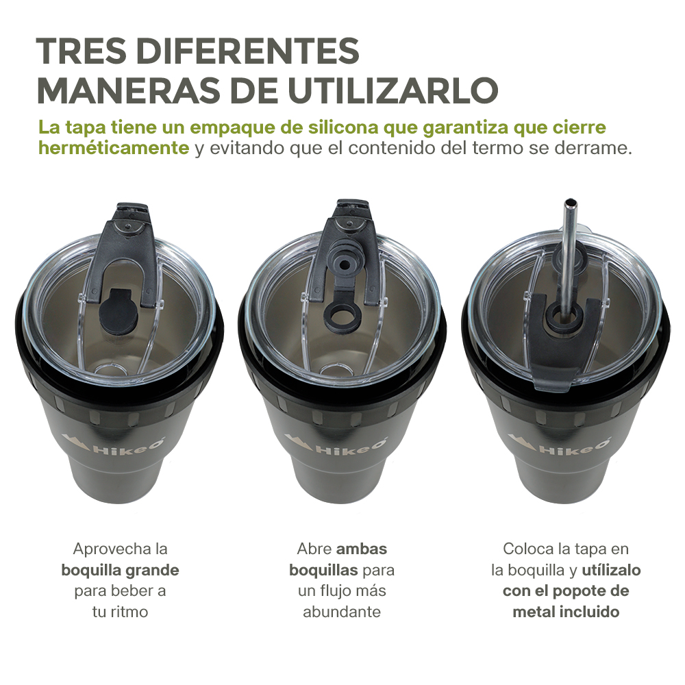 Foto 6 pulgar | Termo Hikeo de Acero Inoxidable Doble Pared Vaso Térmico 2 Piezas 1.2 l Blanco y Negro