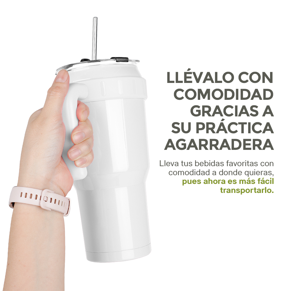 Foto 8 pulgar | Termo Hikeo de Acero Inoxidable Doble Pared Vaso Térmico 2 Piezas 1.2 l Blanco y Negro