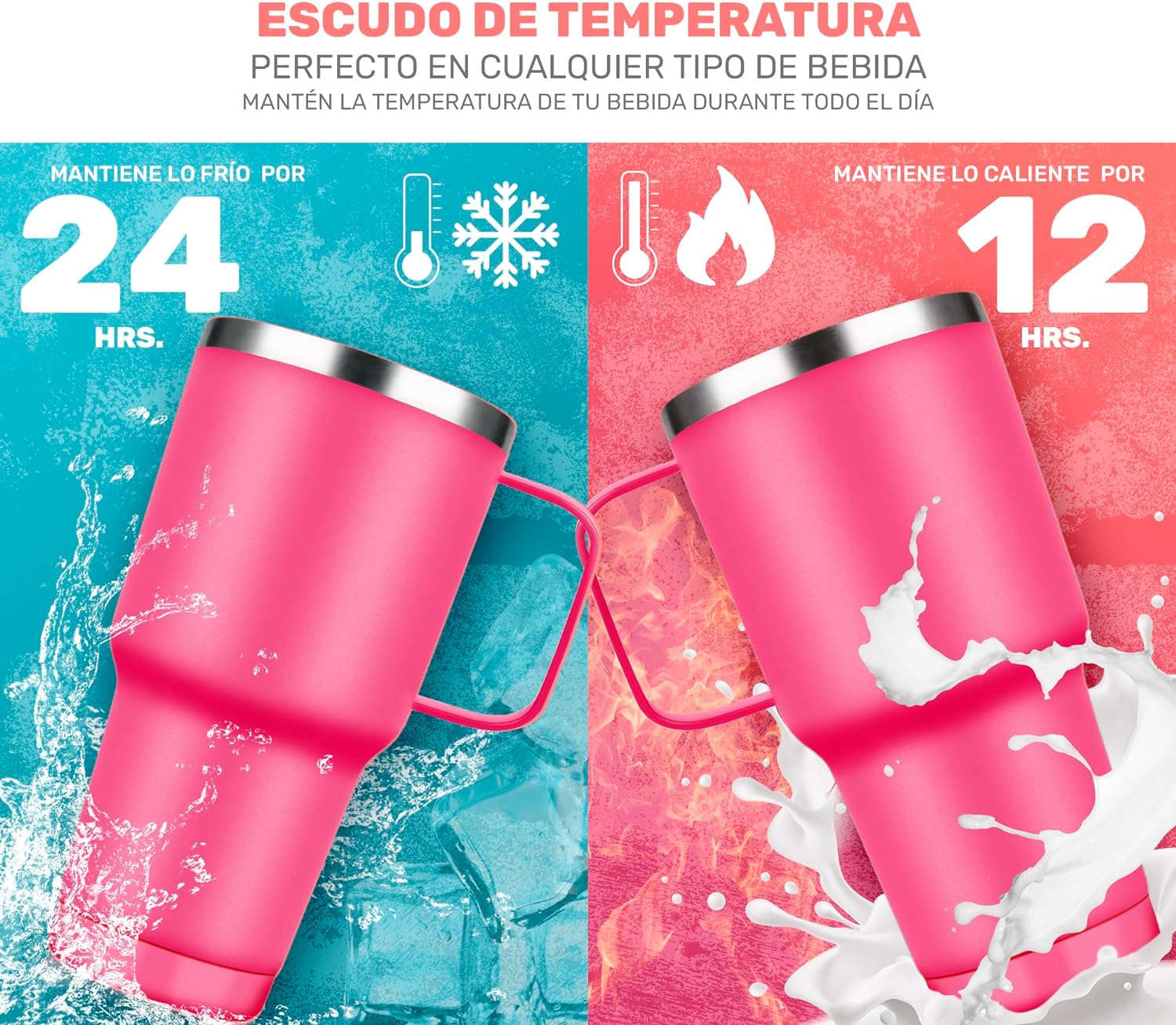 Foto 7 pulgar | Termo De Acero Inoxidable Tipo Yeti 30 Oz Para Bebidas Frias O Calientes Aislamiento De Doble Pared (rosa )