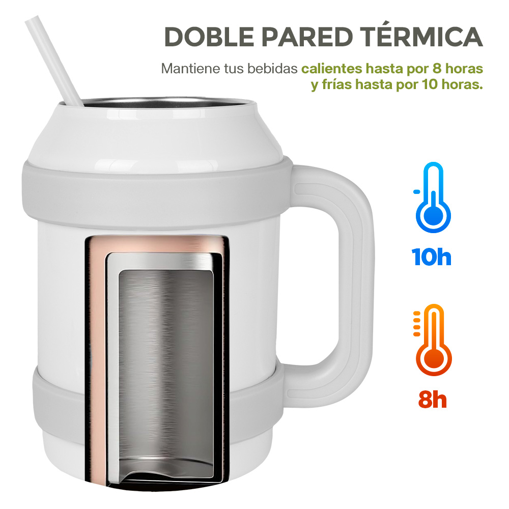 Foto 4 pulgar | Termo De Acero Inoxidable Doble Pared Vaso Termico 1.5 L, Hikeo, Blanco, 83612-wh