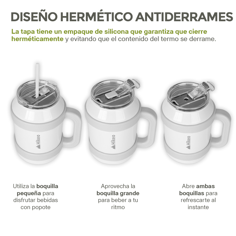 Foto 5 pulgar | Termo De Acero Inoxidable Doble Pared Vaso Termico 1.5 L, Hikeo, Blanco, 83612-wh