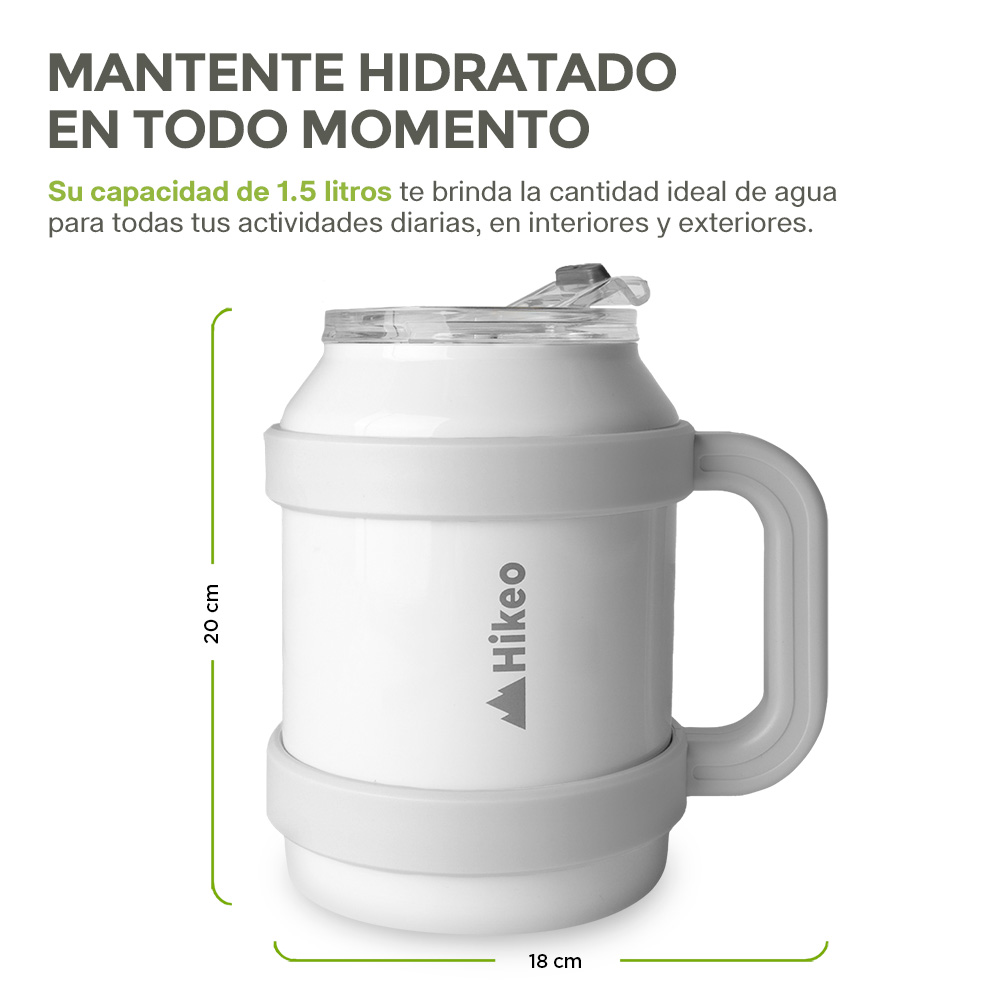 Foto 8 pulgar | Termo De Acero Inoxidable Doble Pared Vaso Termico 1.5 L, Hikeo, Blanco, 83612-wh