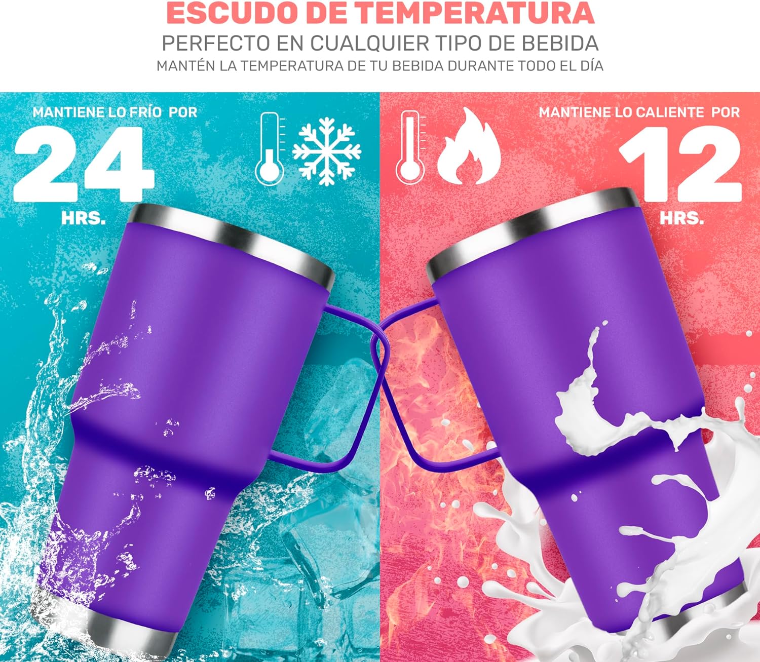 Foto 4 pulgar | Termo De Acero Inoxidable Tipo Yeti 30 Oz Para Bebidas Frias O Calientes Aislamiento De Doble Pared (morado)