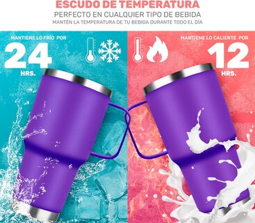 Foto 3 | Termo De Acero Inoxidable Tipo Yeti 30 Oz Para Bebidas Frias O Calientes Aislamiento De Doble Pared (morado)