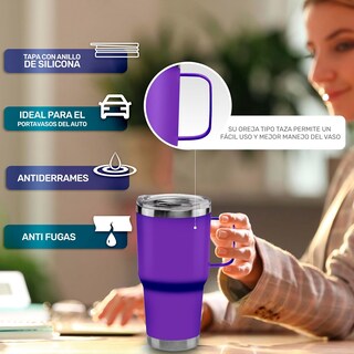 Foto 4 | Termo De Acero Inoxidable Tipo Yeti 30 Oz Para Bebidas Frias O Calientes Aislamiento De Doble Pared (morado)
