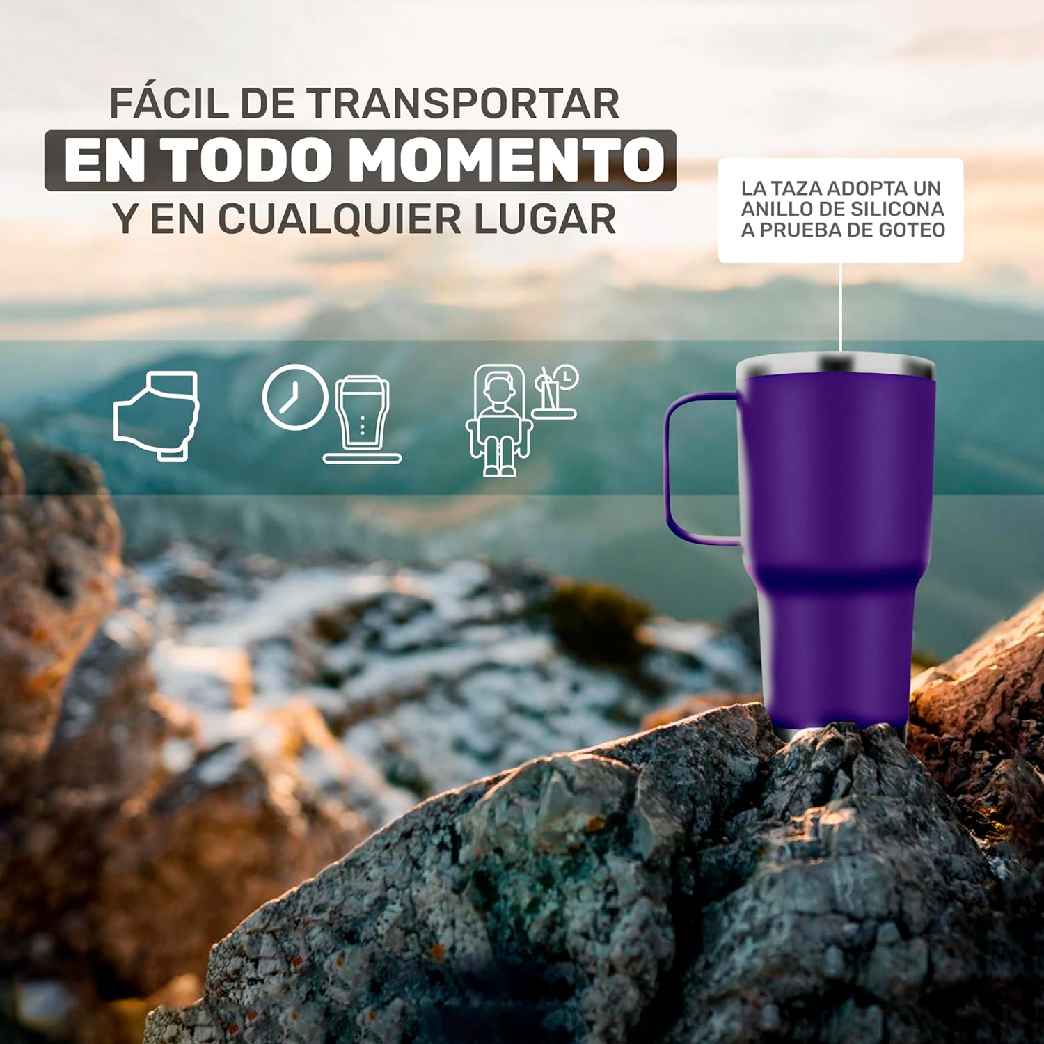 Foto 8 pulgar | Termo De Acero Inoxidable Tipo Yeti 30 Oz Para Bebidas Frias O Calientes Aislamiento De Doble Pared (morado)
