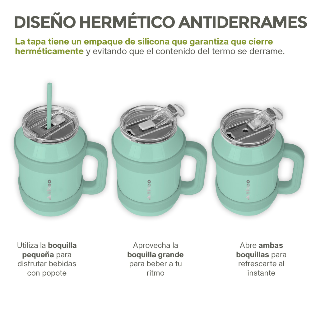 Foto 4 | Termo De Acero Inoxidable Doble Pared Vaso Termico 1.5 L, Hikeo, Verde, 83612-gr