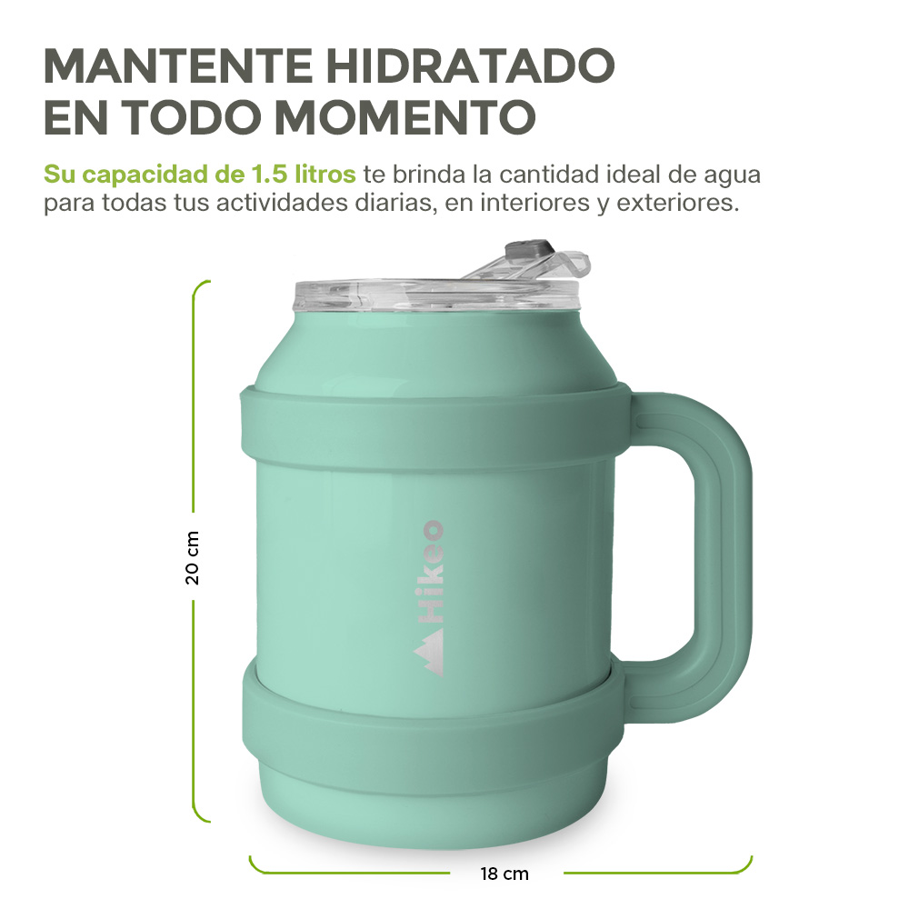 Foto 7 | Termo De Acero Inoxidable Doble Pared Vaso Termico 1.5 L, Hikeo, Verde, 83612-gr