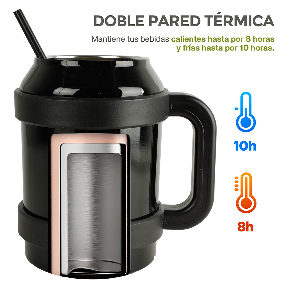 Foto 4 pulgar | Termo De Acero Inoxidable Doble Pared Vaso Termico 1.5 L, Hikeo, Negro, 83612-bl