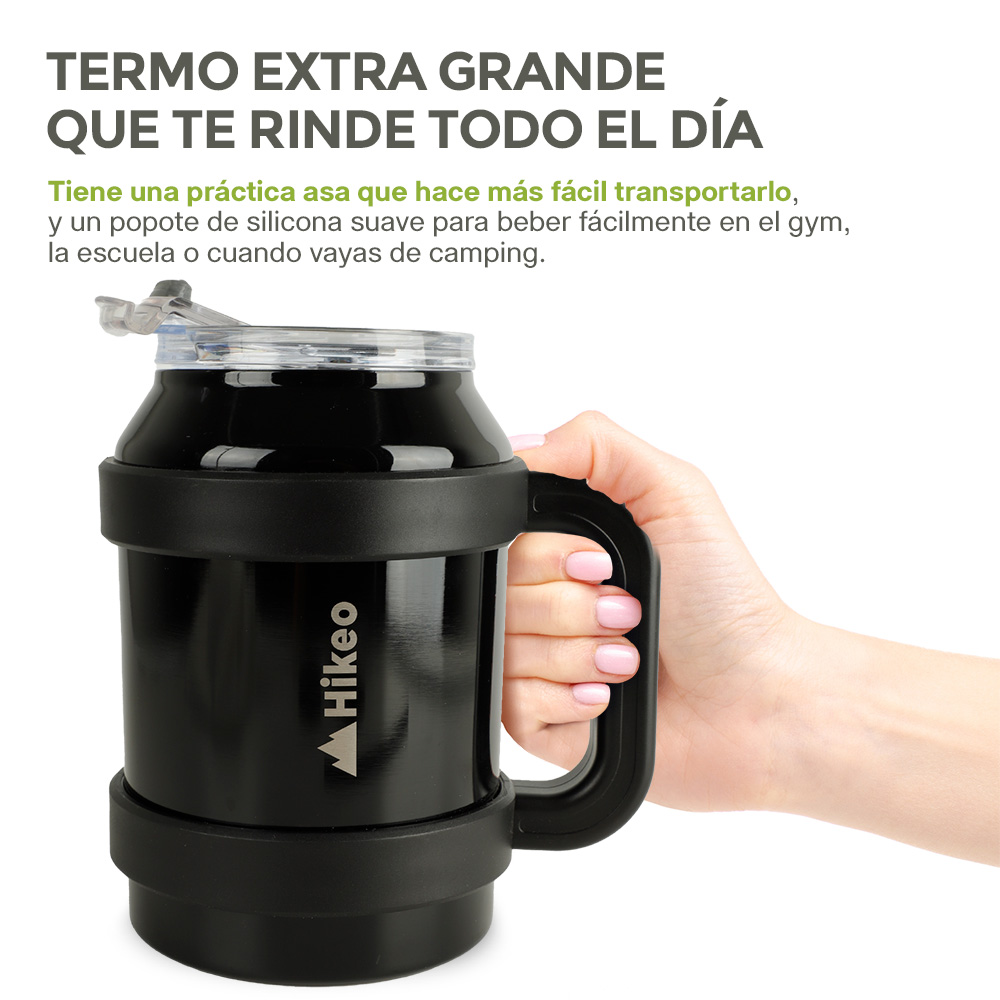 Foto 6 pulgar | Termo De Acero Inoxidable Doble Pared Vaso Termico 1.5 L, Hikeo, Negro, 83612-bl