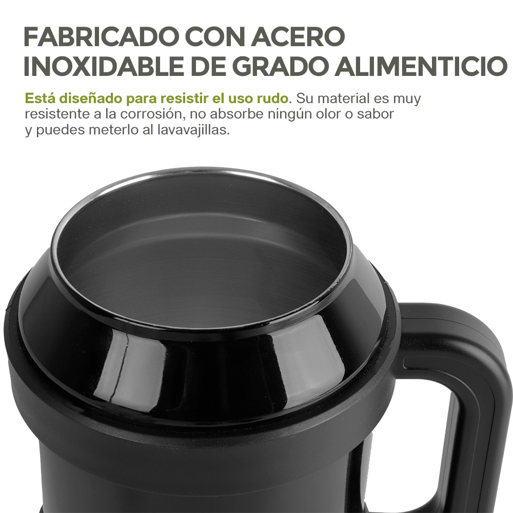 Foto 7 pulgar | Termo De Acero Inoxidable Doble Pared Vaso Termico 1.5 L, Hikeo, Negro, 83612-bl