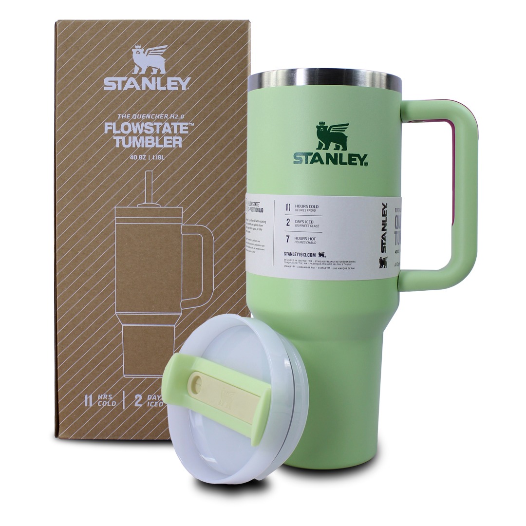 Vaso Térmico Stanly de Acero Inoxidable 40oz con Popote Verde