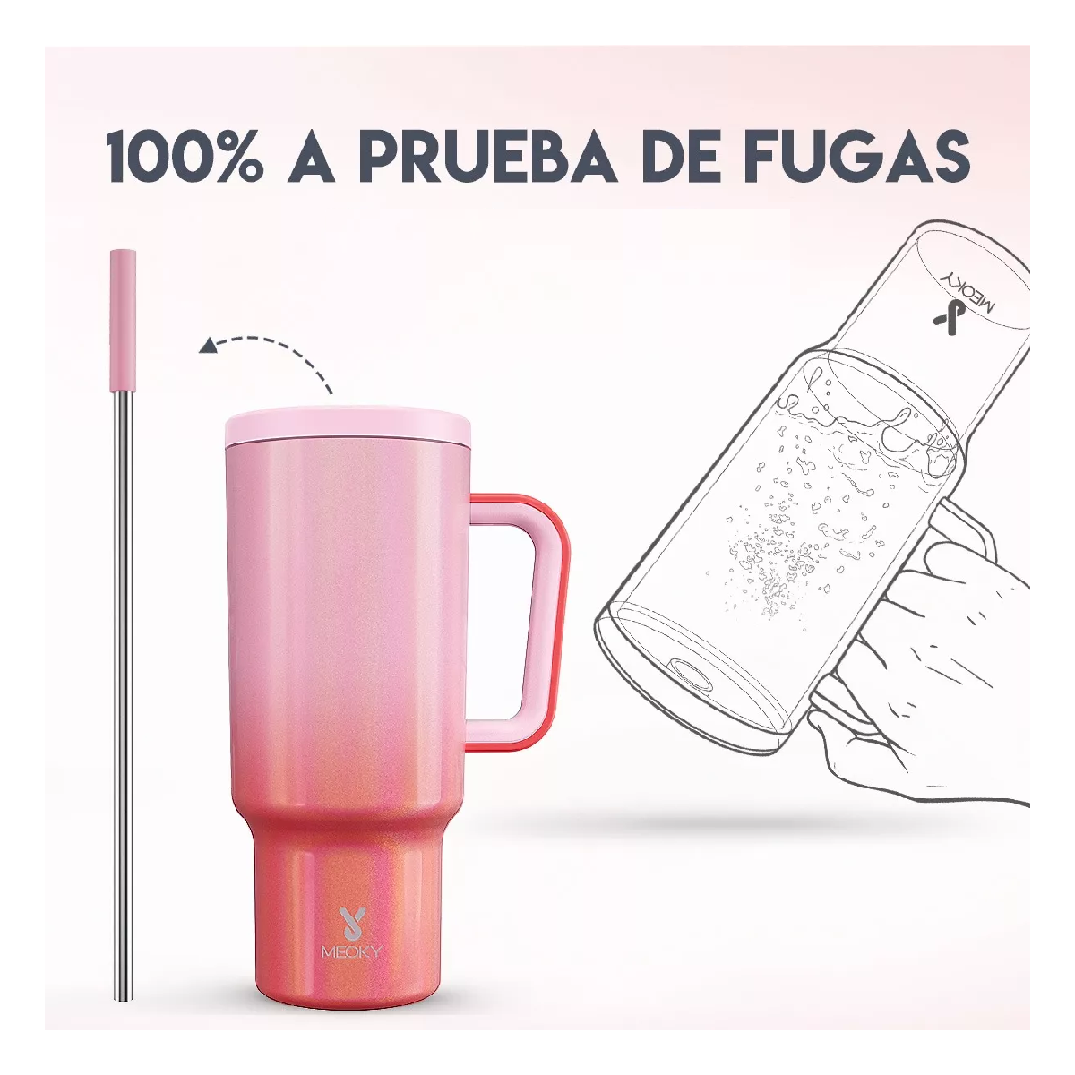 Foto 4 pulgar | Taza de Viaje Belug  de Acero Inoxidable 40 oz Rojo Rosa