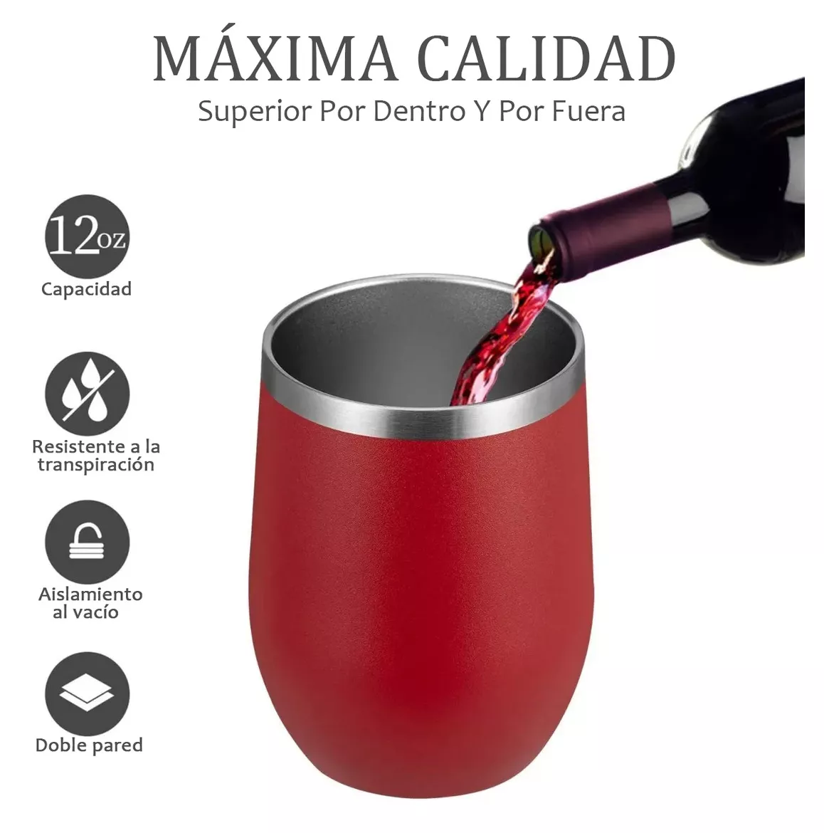 Foto 4 pulgar | Vaso Térmico Belug Rojo 12 Oz Acero Inoxidable