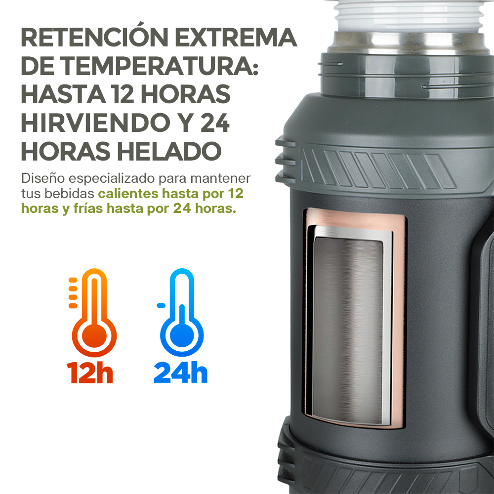 Foto 3 | Termo Acero Inoxidable Uso Rudo Extragrande 12 Horas Caliente, Hikeo, Color Negro, 83938