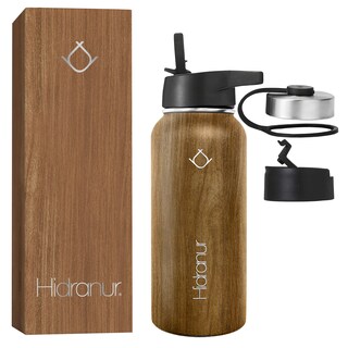 Foto 1 | Termo De Acero Inoxidable Doble Aislamiento Térmico 32 oz (946.35 ml) Madera Hidranur