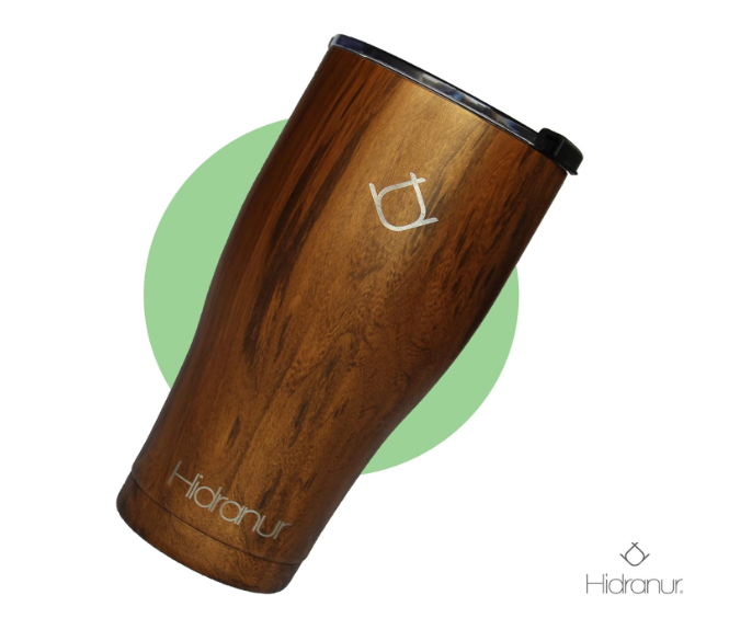 Foto 3 pulgar | Termo De Acero Inoxidable Doble Aislamiento Térmico Madera 30 Oz (887.206 Ml) Hidranur