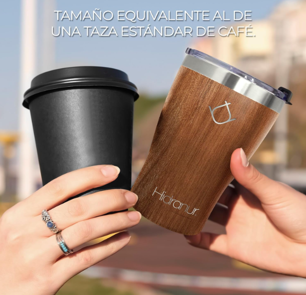 Foto 4 | Termo De Acero Inoxidable Doble Aislamiento Térmico Madera 12 Oz (354.882 Ml) Hidranur